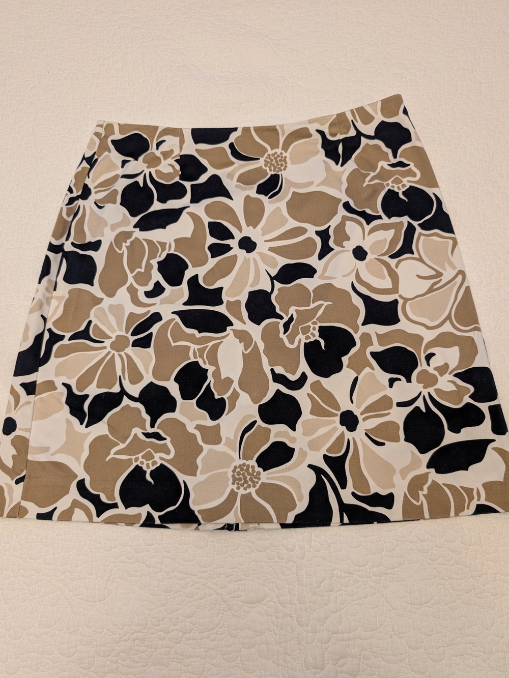 Geoffrey Beene Floral Mini Skirt in Black, Tan & White